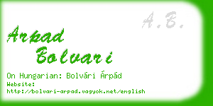 arpad bolvari business card